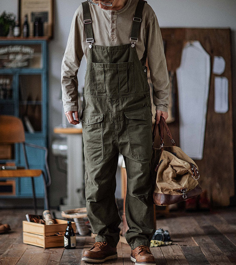 Retro Style Casual Multi-Pocket Overall Cargo Pants