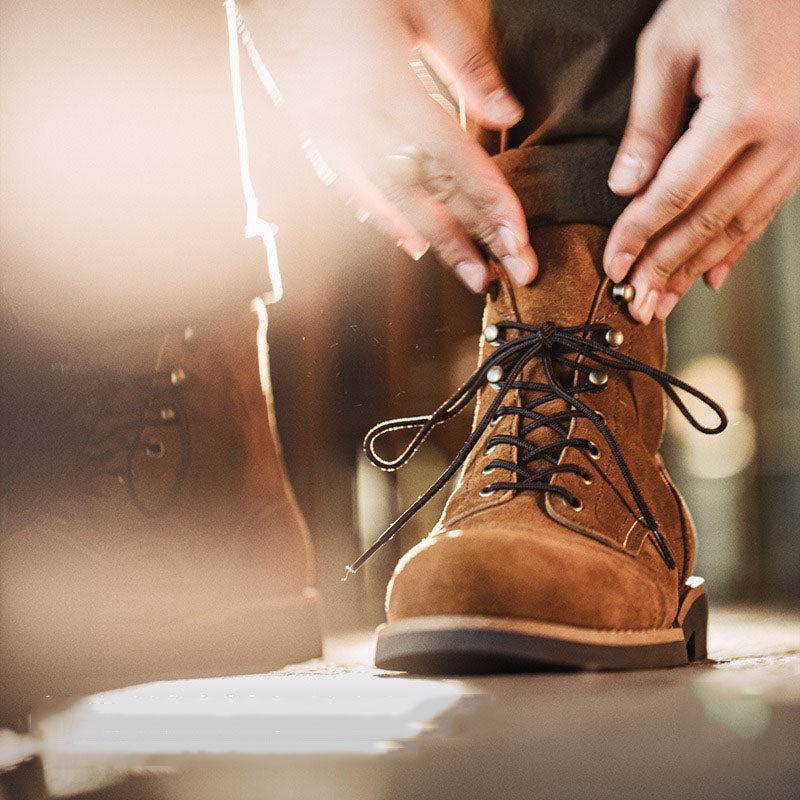 Retro Leather Lacing Soft-soled Suede Shoes