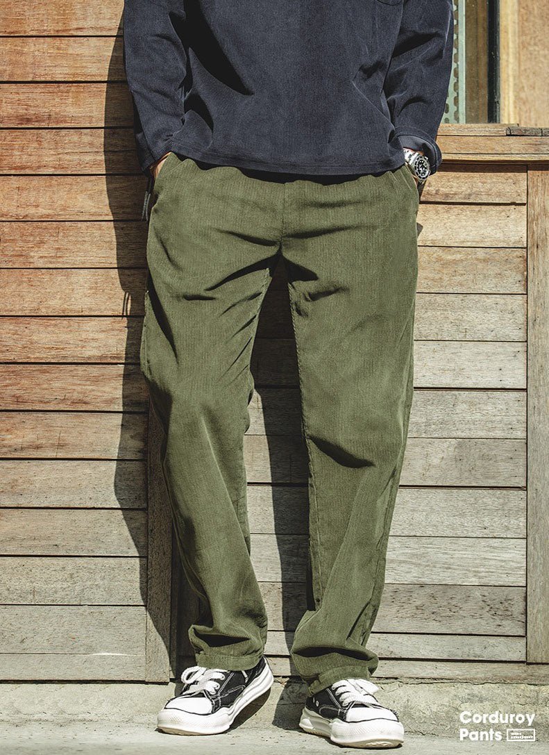 Retro Thick Corduroy Trousers Winter Casual Pants