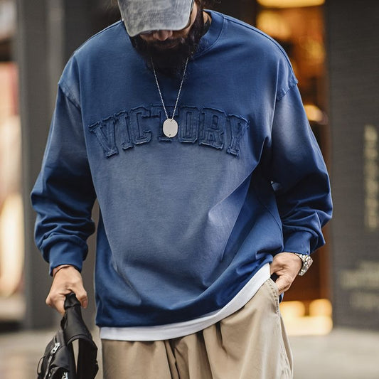 Retro Letter patched Gradient Colored Hoodie