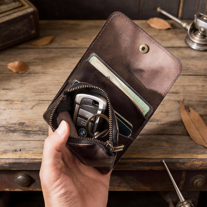 Vintage Leather Cards Holder Coin Wallet