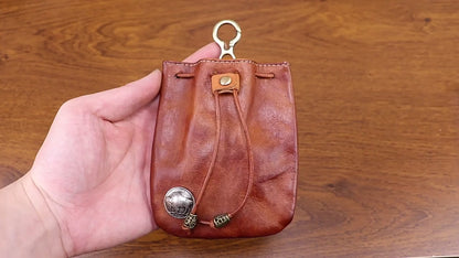 Retro Handmade Leather Coin Bag Storage Bag