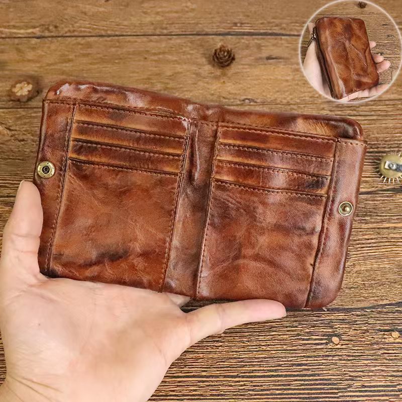 Retro Leather Handmade Short Wallets