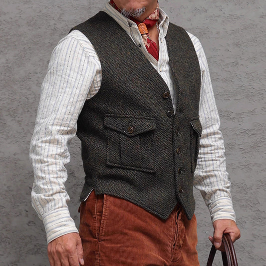 Retro Large Size Herringbone Waistcoats