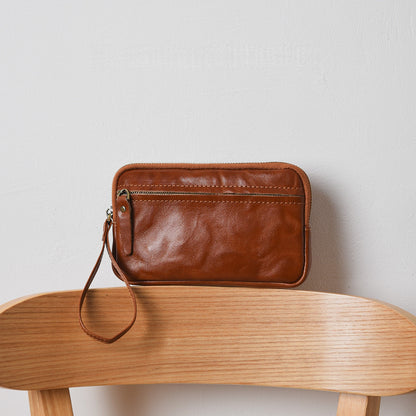 Retro Leather Distressed Top-Grain Cowhide Clutch Bag