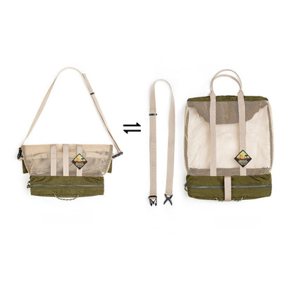 Retro Functional Foldable Fishing Bag Single-Shoulder/Crossbody/Handbag Messenger Bag
