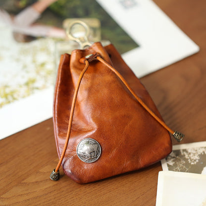 Retro Handmade Leather Coin Bag Storage Bag