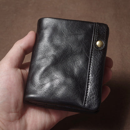 Retro Handmade Leather Card Holders Short Wallet