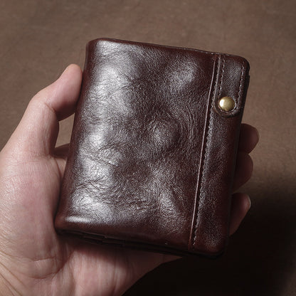 Retro Handmade Leather Card Holders Short Wallet