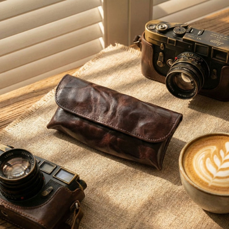 Retro Tanned Leather Glasses Case