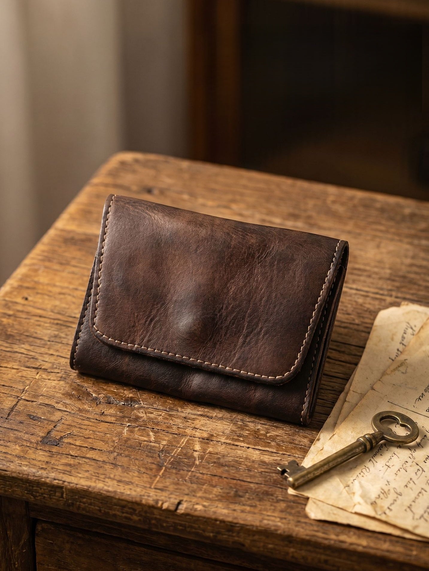 Vintage Leather Handmade Card Wallet