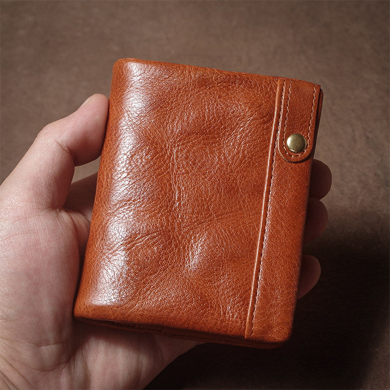 Retro Handmade Leather Card Holders Short Wallet