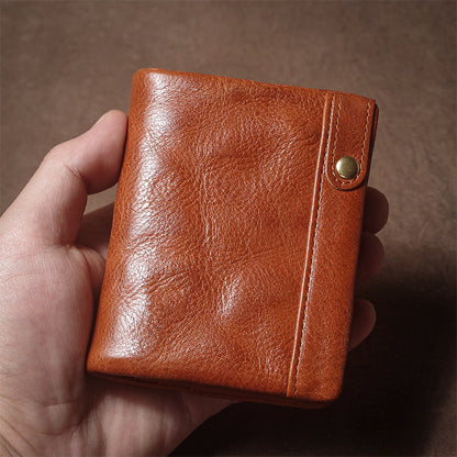 Retro Handmade Leather Card Holders Short Wallet