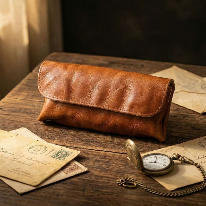 Retro Tanned Leather Glasses Case