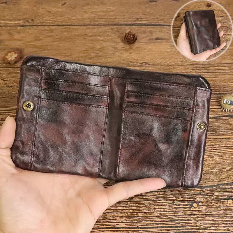 Retro Leather Handmade Short Wallets