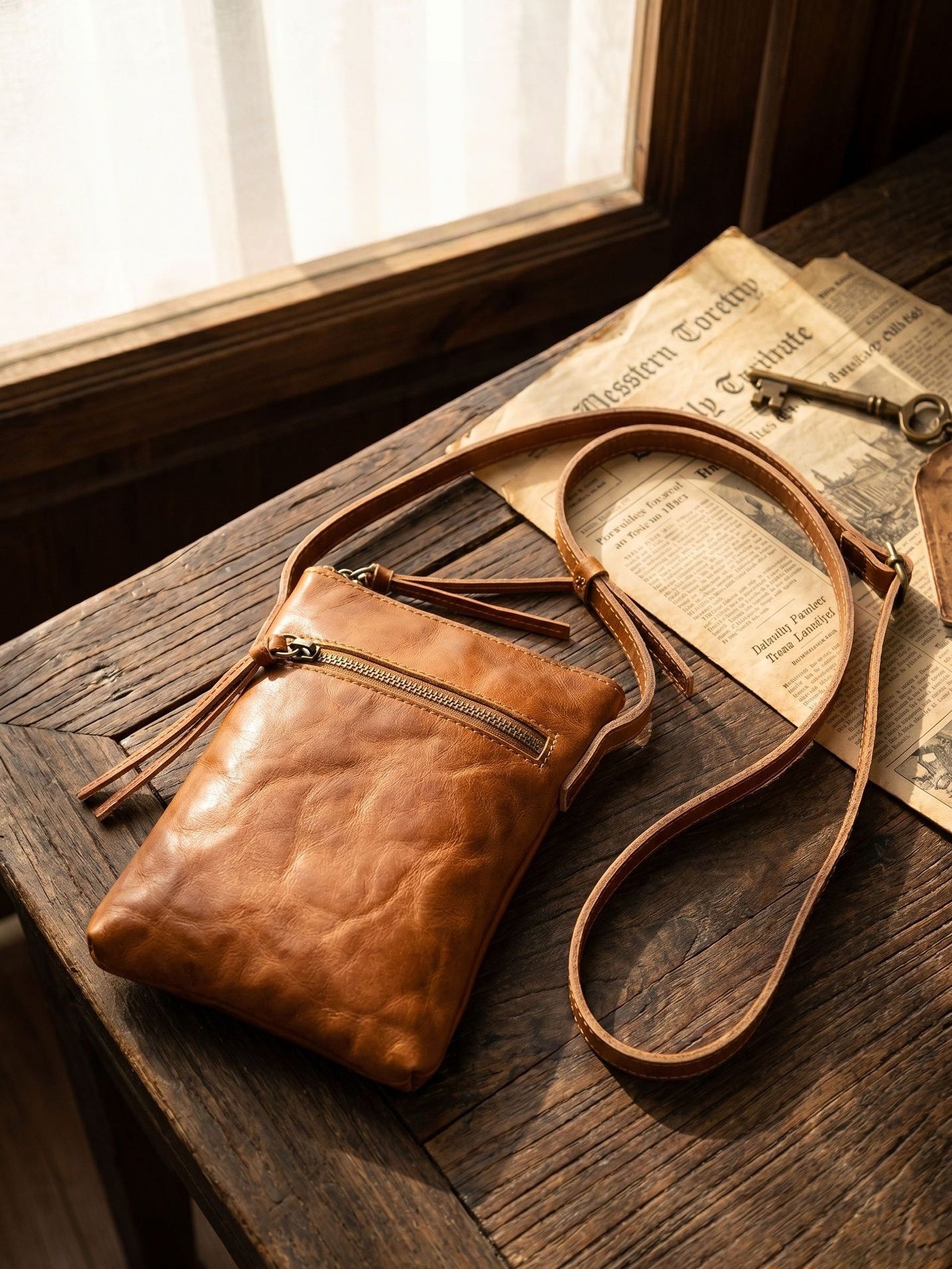 Retro Handmade Tanned Leather Shoulder Bag