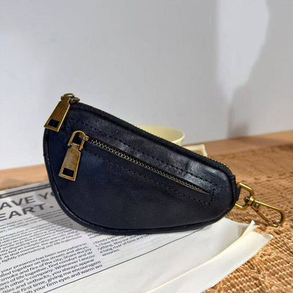 Retro Handmade Leather Key Bag Zipper Leather Wallet