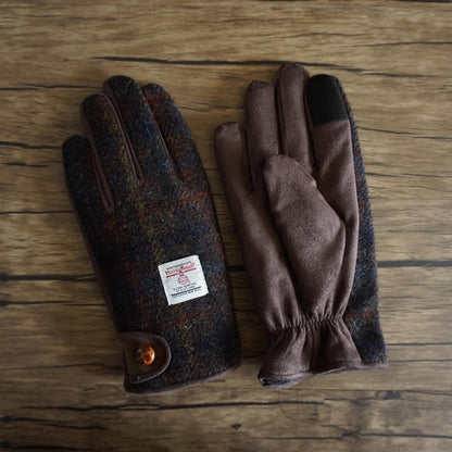 Retro Wool Touchscreen Tweed Plaid Gloves