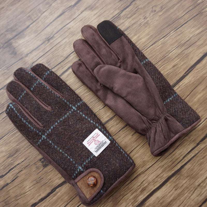 Retro Wool Touchscreen Tweed Plaid Gloves