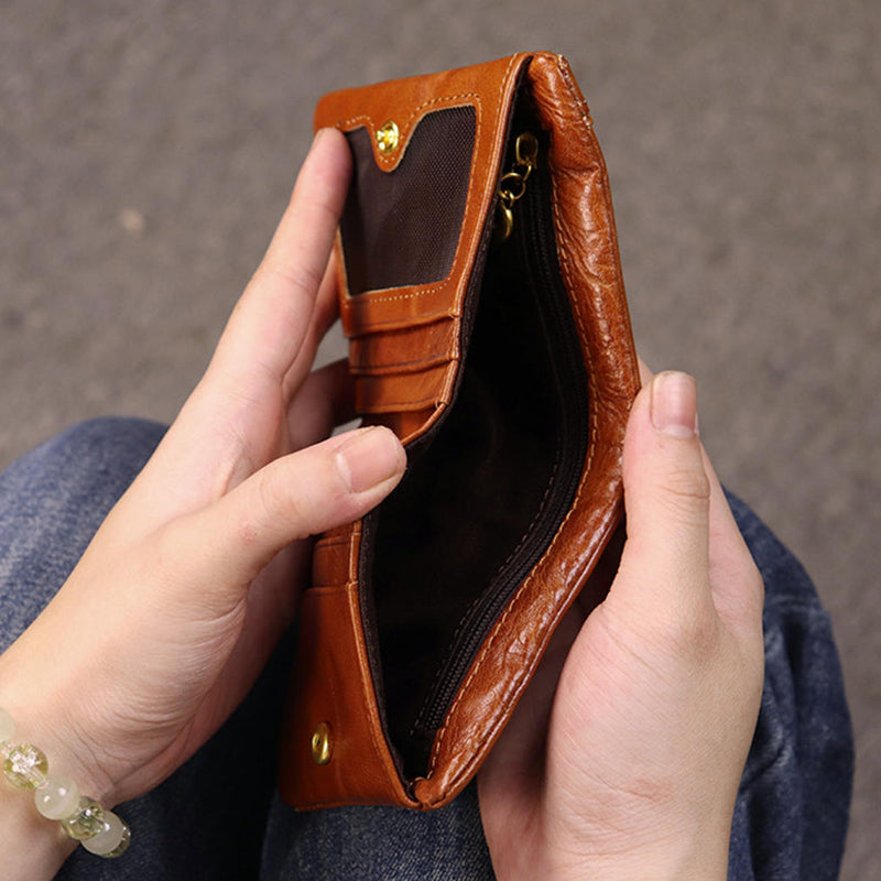 Retro Handmade Leather Card Holders Short Wallet