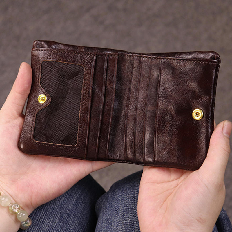 Retro Handmade Leather Card Holders Short Wallet
