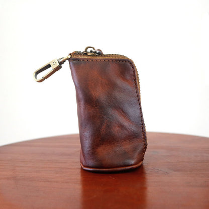 Retro Genuine Leather Coin Bag Car Key Holder