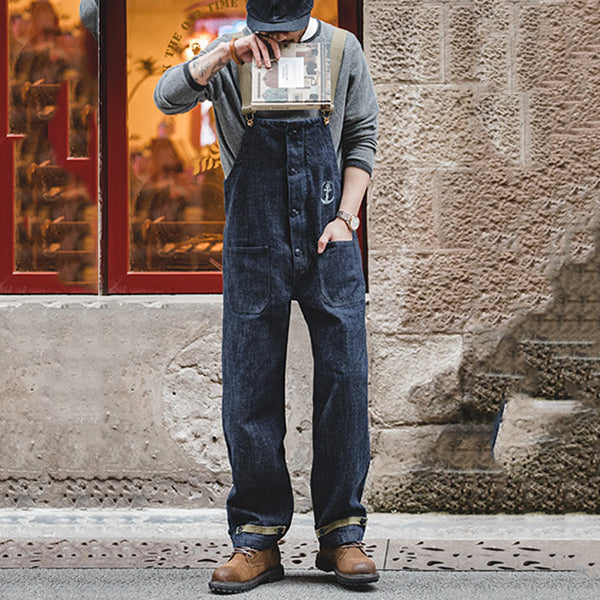 Men's Canvas Naval Dungaree Overalls In Blue