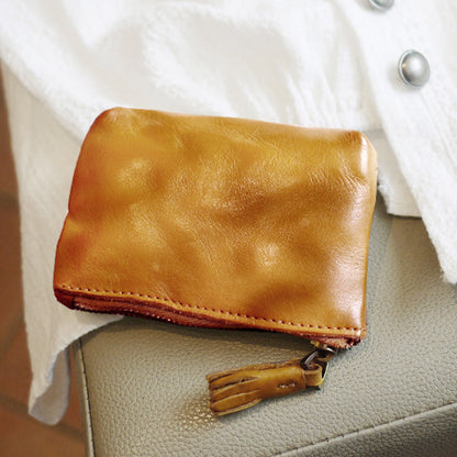 Retro Coin Purse Leather Zipper Wallets