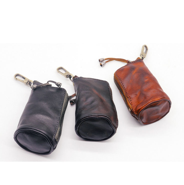 Retro Genuine Leather Coin Bag Car Key Holder