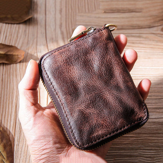 Genuine Leather Retro Zipper Business Casual Wallet