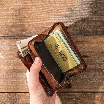 Retro Leather Key Holder Short Wallets