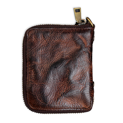 Retro Leather Zipper Short Wallet