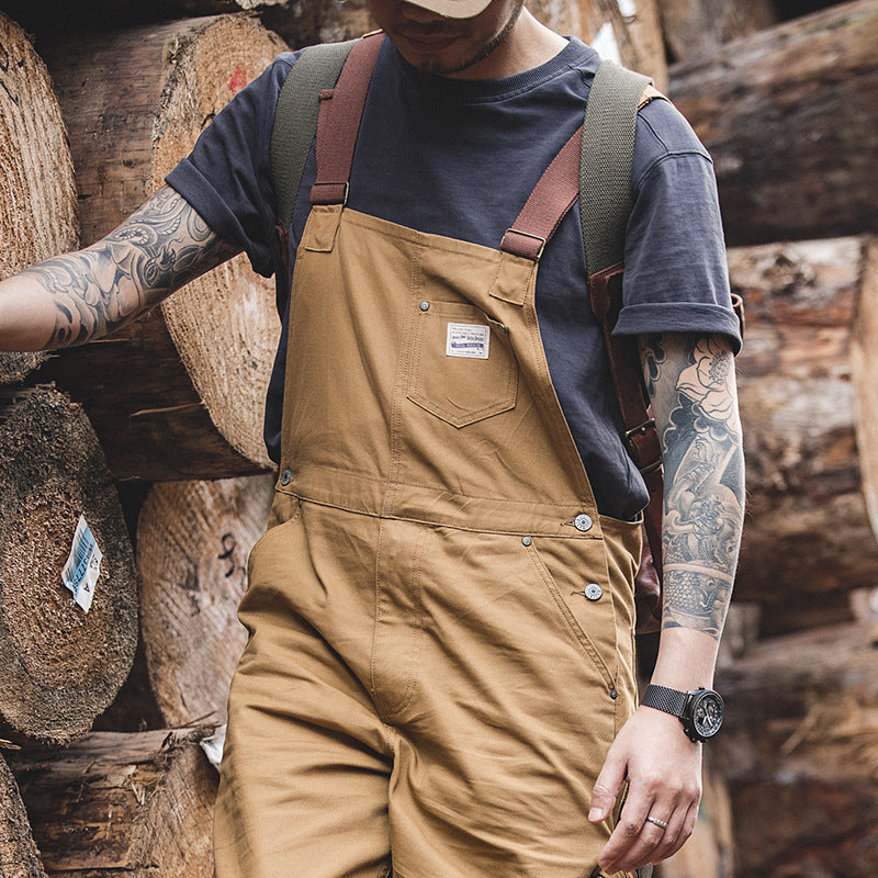 Men's Casual Work Style Overalls In Khaki