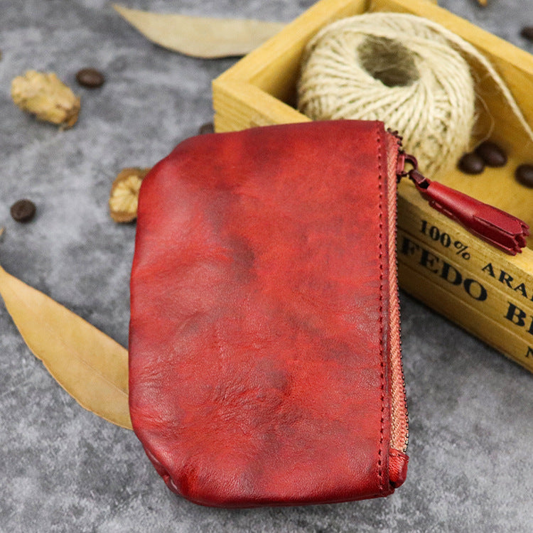 Retro Coin Purse Leather Zipper Wallets