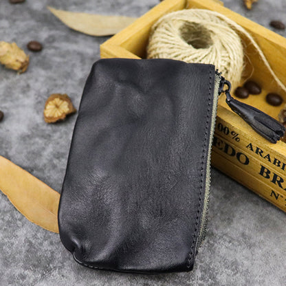 Retro Coin Purse Leather Zipper Wallets