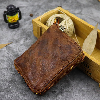 Retro Leather Zipper Short Wallet