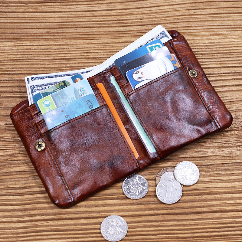 Retro Leather Handmade Short Wallets