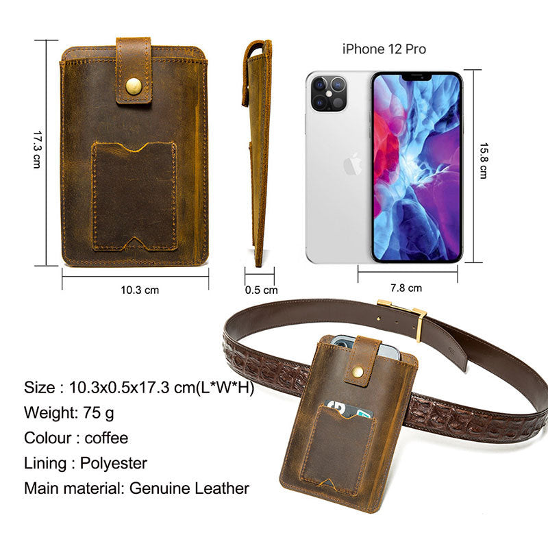 Retro Leather Handmade Phone Case Waist Bag