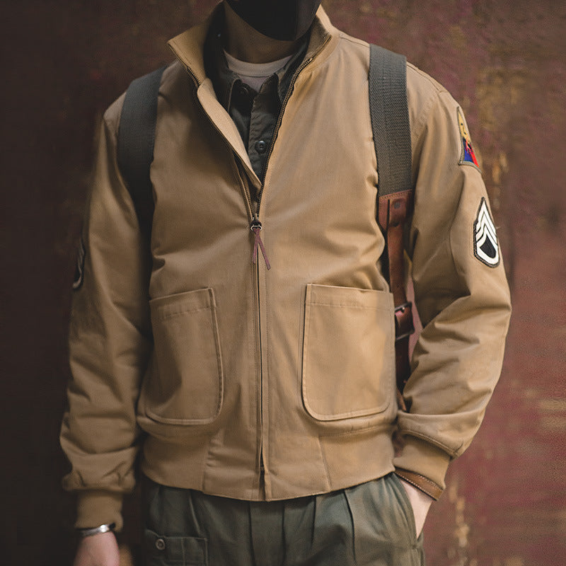 Retro Military Style Khaki Jacket Outwear
