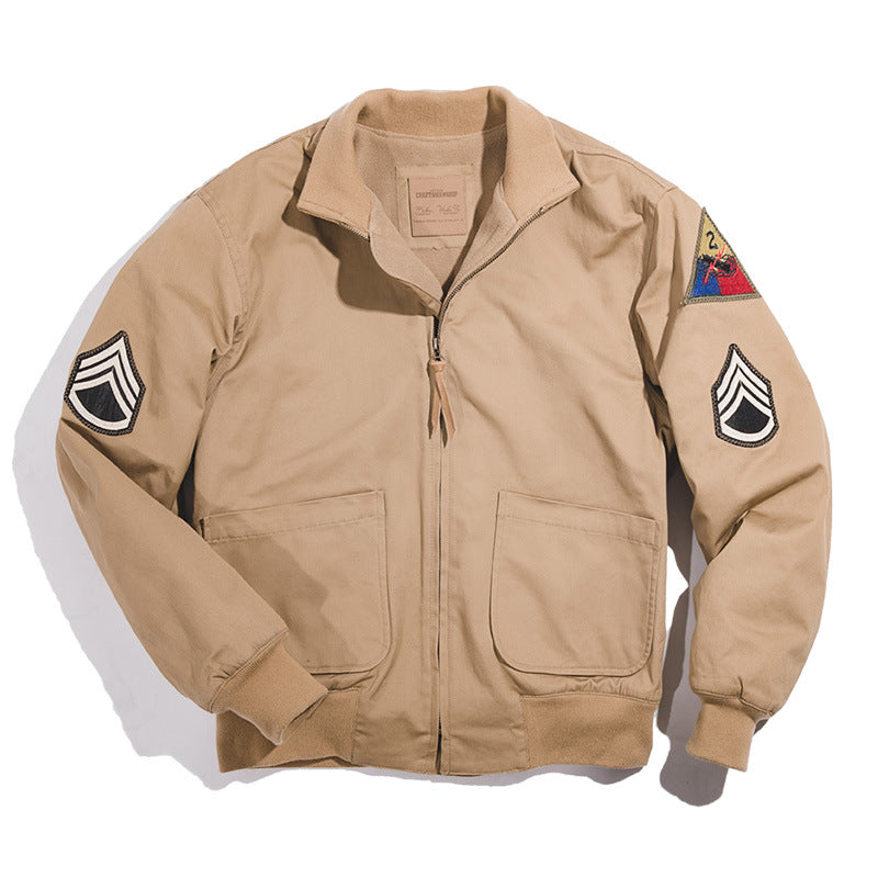 Retro Military Style Khaki Jacket Outwear