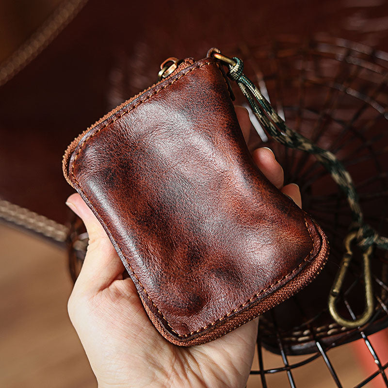 Retro Leather Zipper Short Wallet