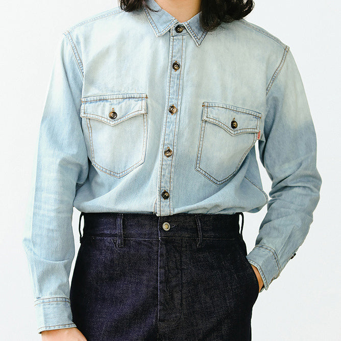Retro Denim Shirts In Blue