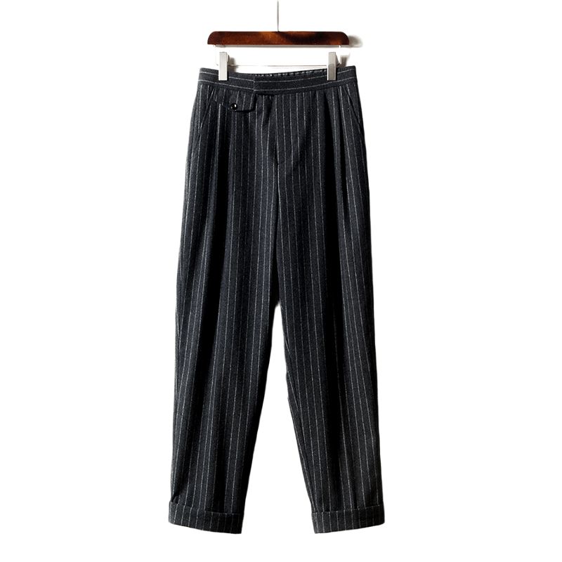 Large Size Retro Casual Autumn and Winter Wool Striped Pants