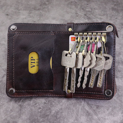 Handmade Leather Key Holder Coin Card Car Key Wallet