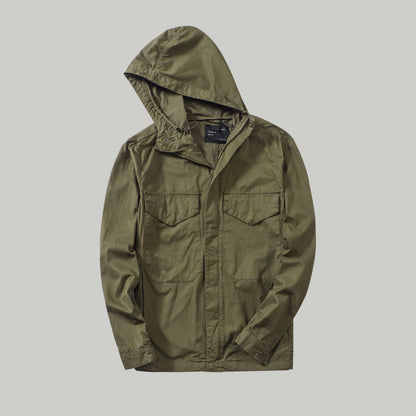 Retro Military Style Casual Hooded Outwears