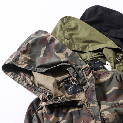 Retro Military Style Casual Hooded Outwears