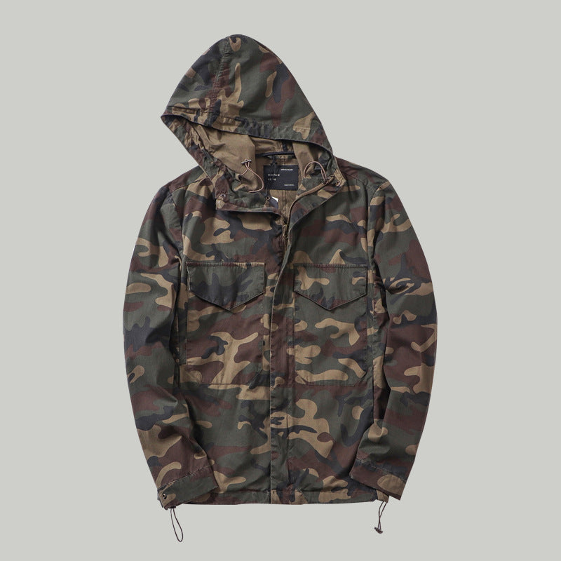 Retro Military Style Casual Hooded Outwears