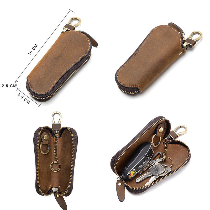 Retro Style Zipper Key Bag Car Key Wallet
