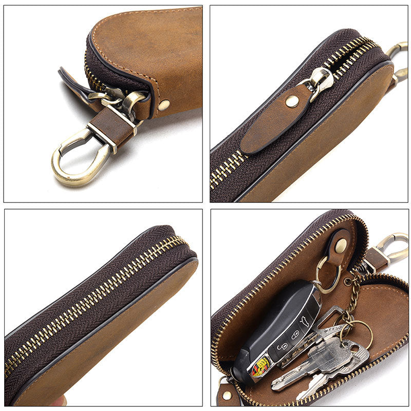 Retro Style Zipper Key Bag Car Key Wallet