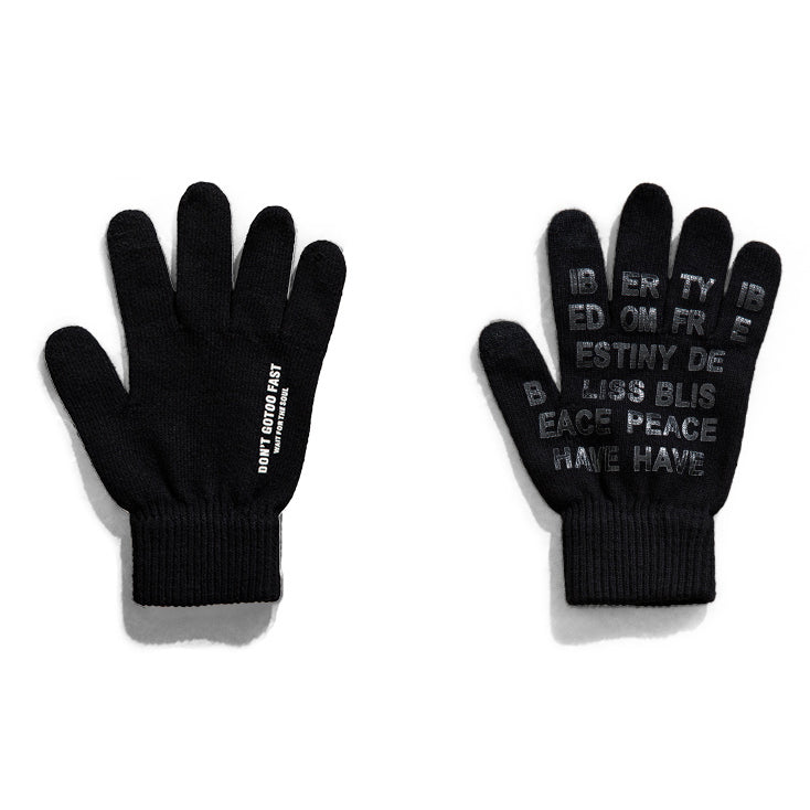 Touch Screen Printed Knitted Warm Gloves